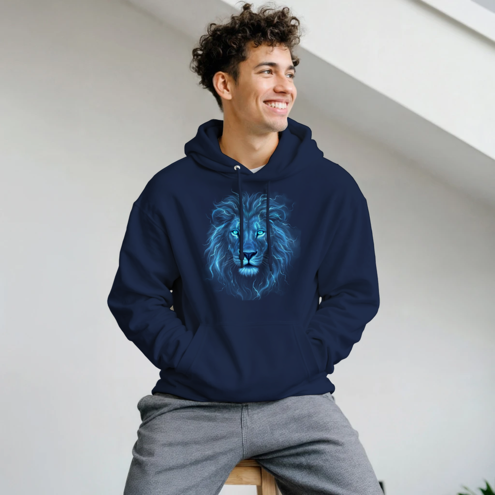 Klassischer Unisex Hoodie | Premium Hoodie – Blue Electric Lion