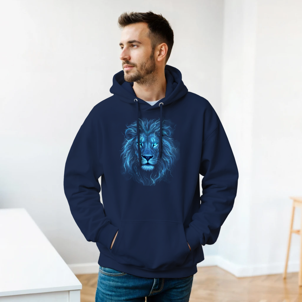 Klassischer Unisex Hoodie | Premium Hoodie – Blue Electric Lion