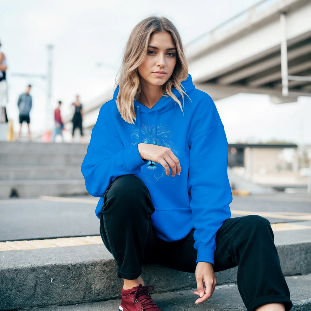 Klassischer Unisex Hoodie | Premium Hoodie – Blue Electric Lion