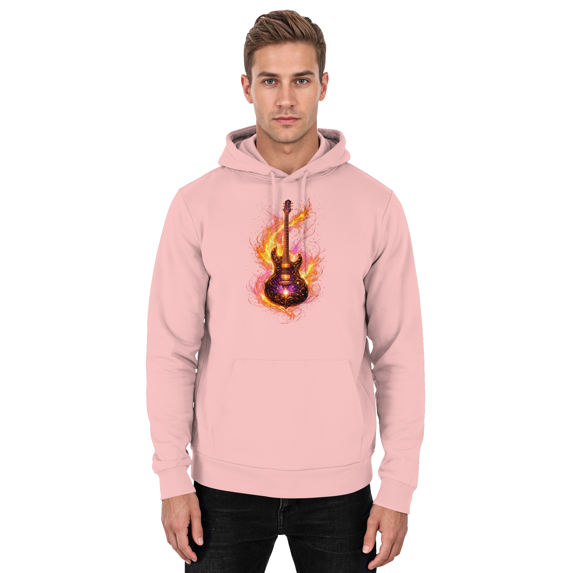 Basic Unisex Hoodie  -  Red Electric Guitar – Luminous Series | Premium Wear -