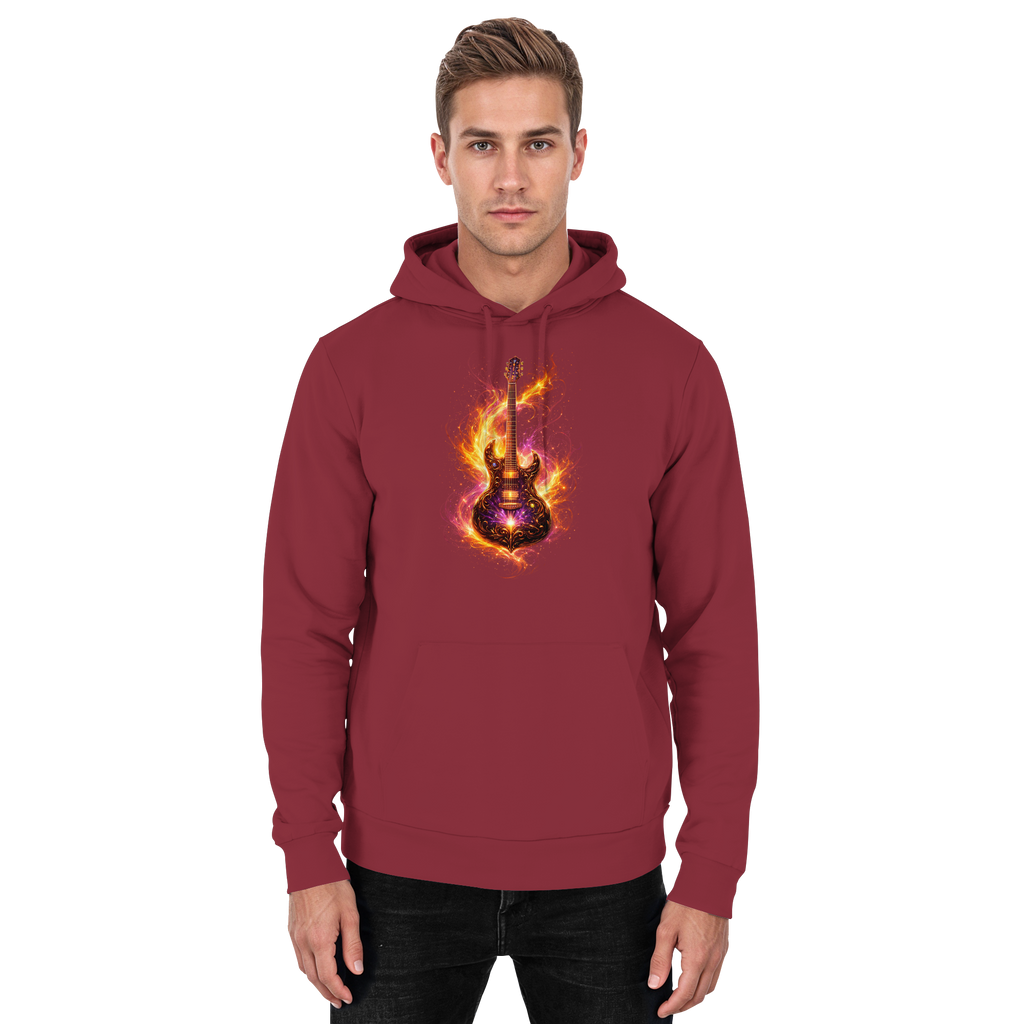 Basic Unisex Hoodie  -  Red Electric Guitar – Luminous Series | Premium Wear -