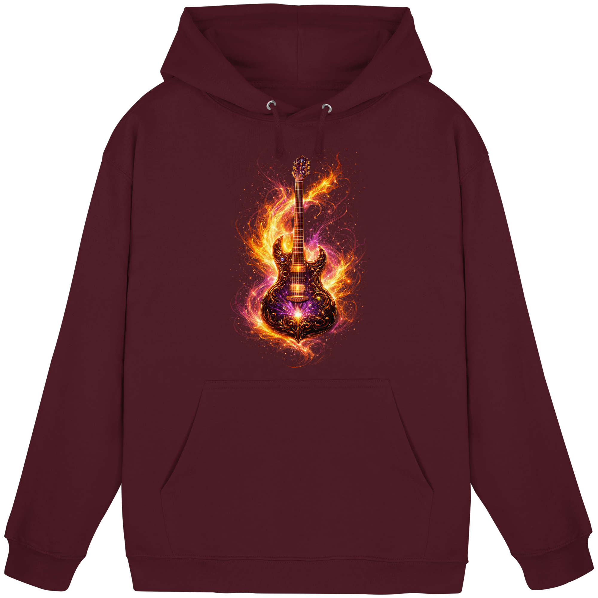 Basic Unisex Hoodie  -  Red Electric Guitar – Luminous Series | Premium Wear -