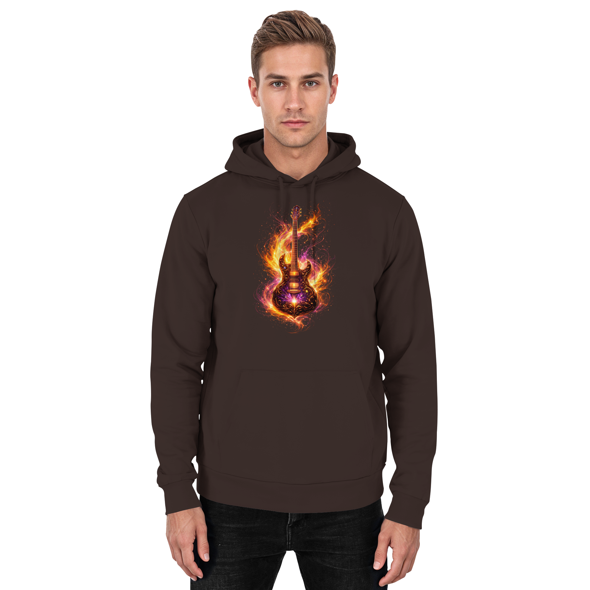 Basic Unisex Hoodie  -  Red Electric Guitar – Luminous Series | Premium Wear -