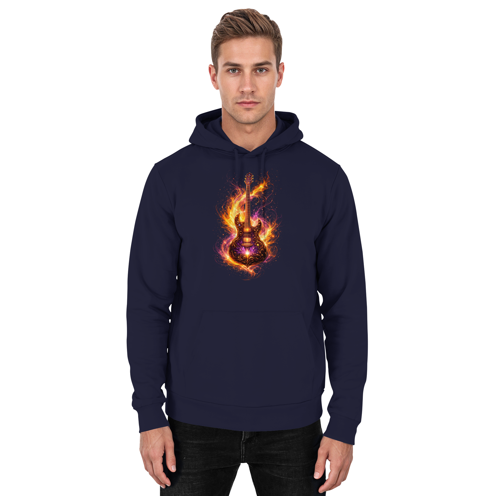 Basic Unisex Hoodie  -  Red Electric Guitar – Luminous Series | Premium Wear -