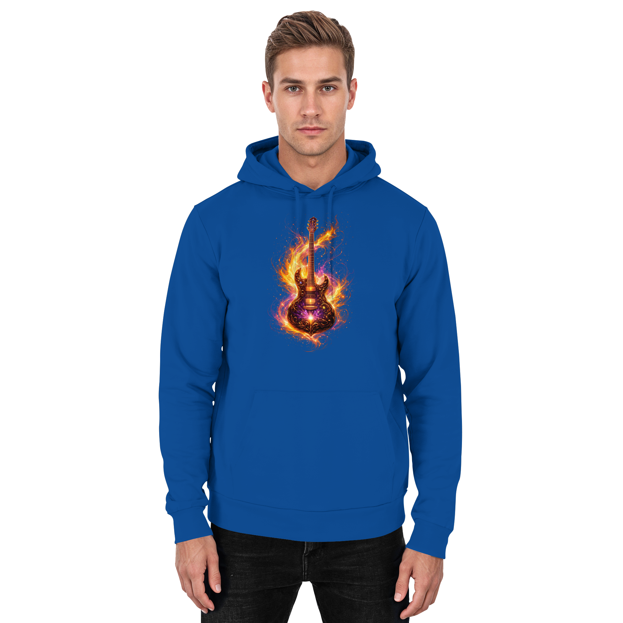 Basic Unisex Hoodie  -  Red Electric Guitar – Luminous Series | Premium Wear -