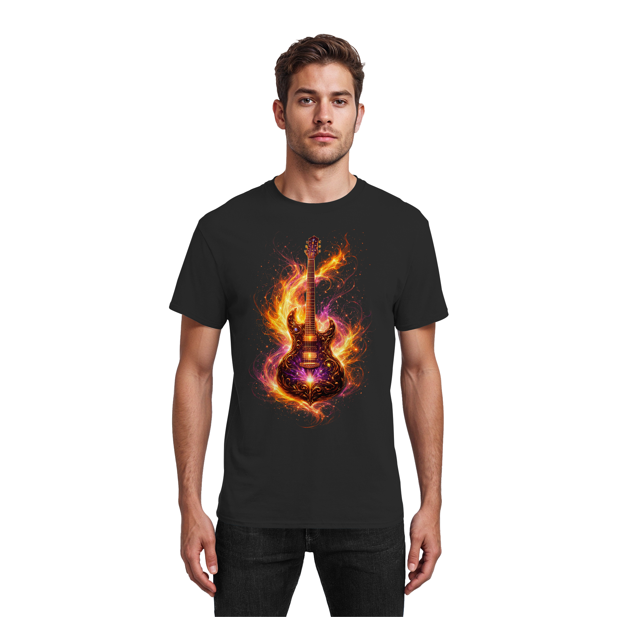 Premium Wear - Heavy Cotton T-Shirt – Luminous Series | . Red Electric Guitar