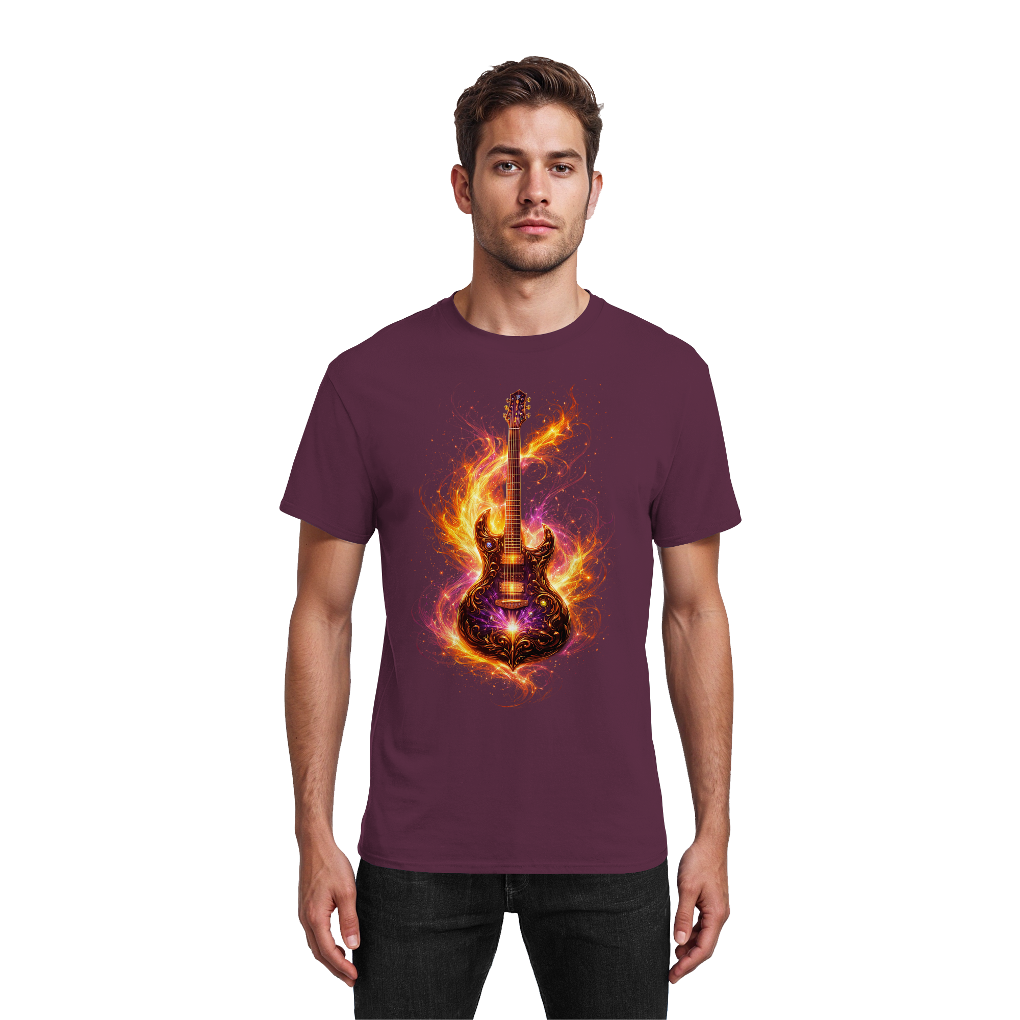 Premium Wear - Heavy Cotton T-Shirt – Luminous Series | . Red Electric Guitar