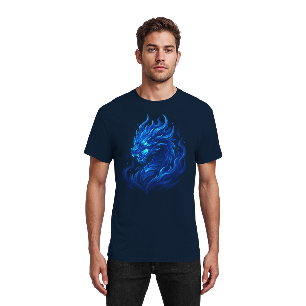 Unisex T-Shirt „Flamebound Dragons“ – Fantasy Drachenmotiv – Hochwertiger Baumwolle – Geschenk für Drachenfans | Cinematic Horizons