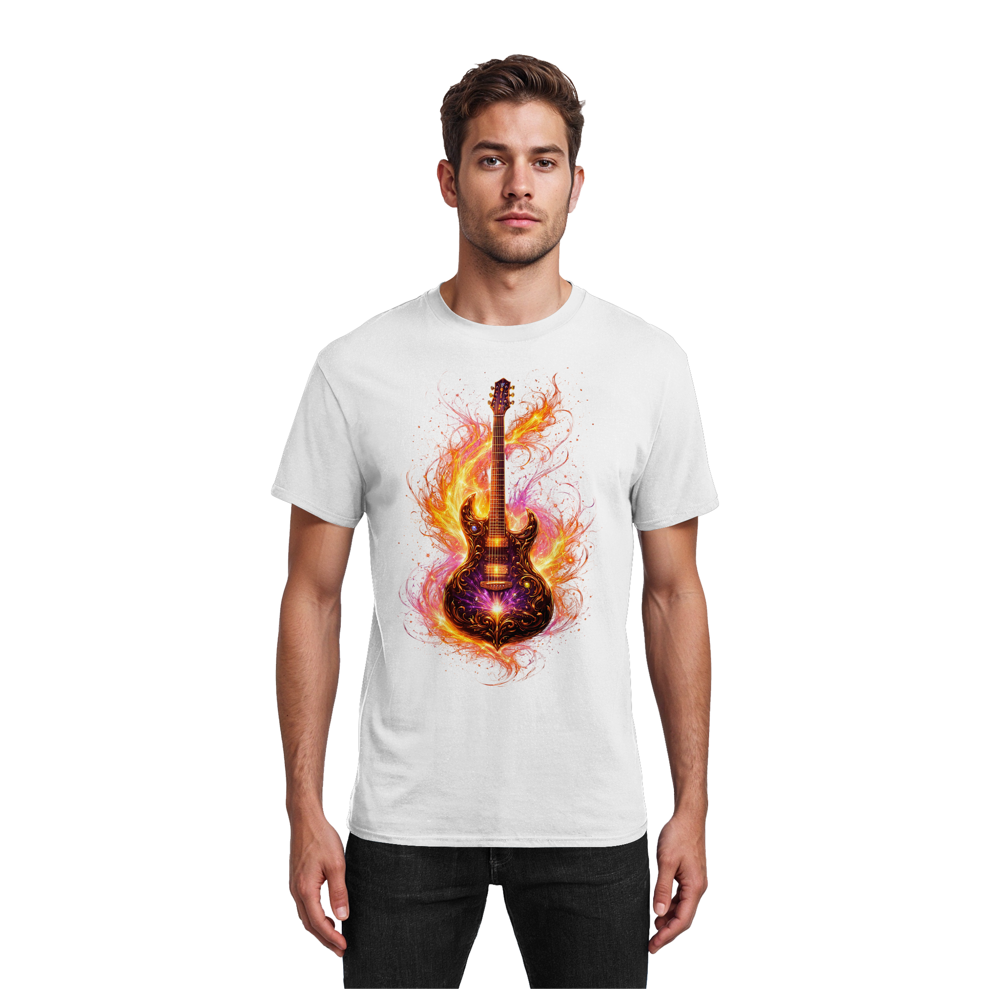 Premium Wear - Heavy Cotton T-Shirt – Luminous Series | . Red Electric Guitar