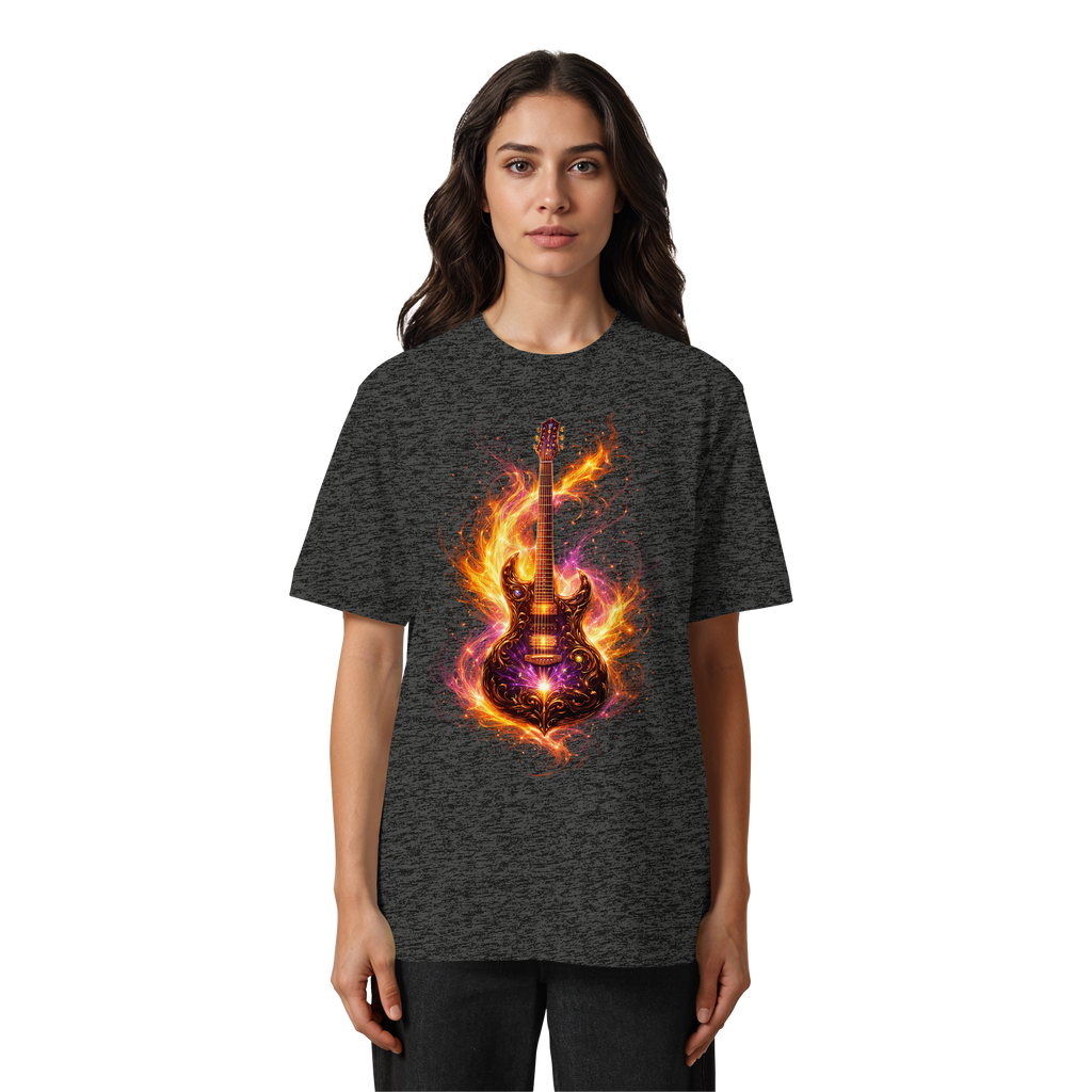 Heavy Oversized Organic Shirt  -  Red Electric Guitar – Luminous Series | Premium Wear -
