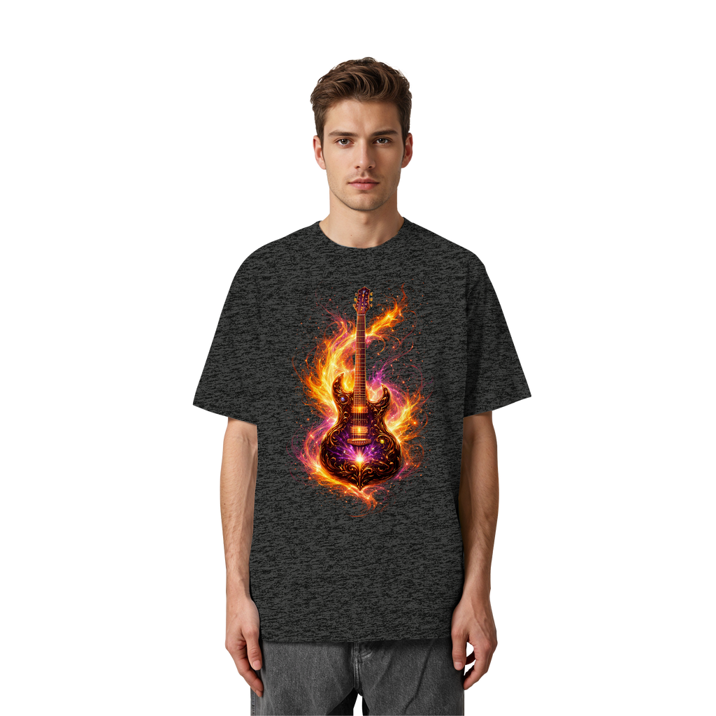 Heavy Oversized Organic Shirt  -  Red Electric Guitar – Luminous Series | Premium Wear -