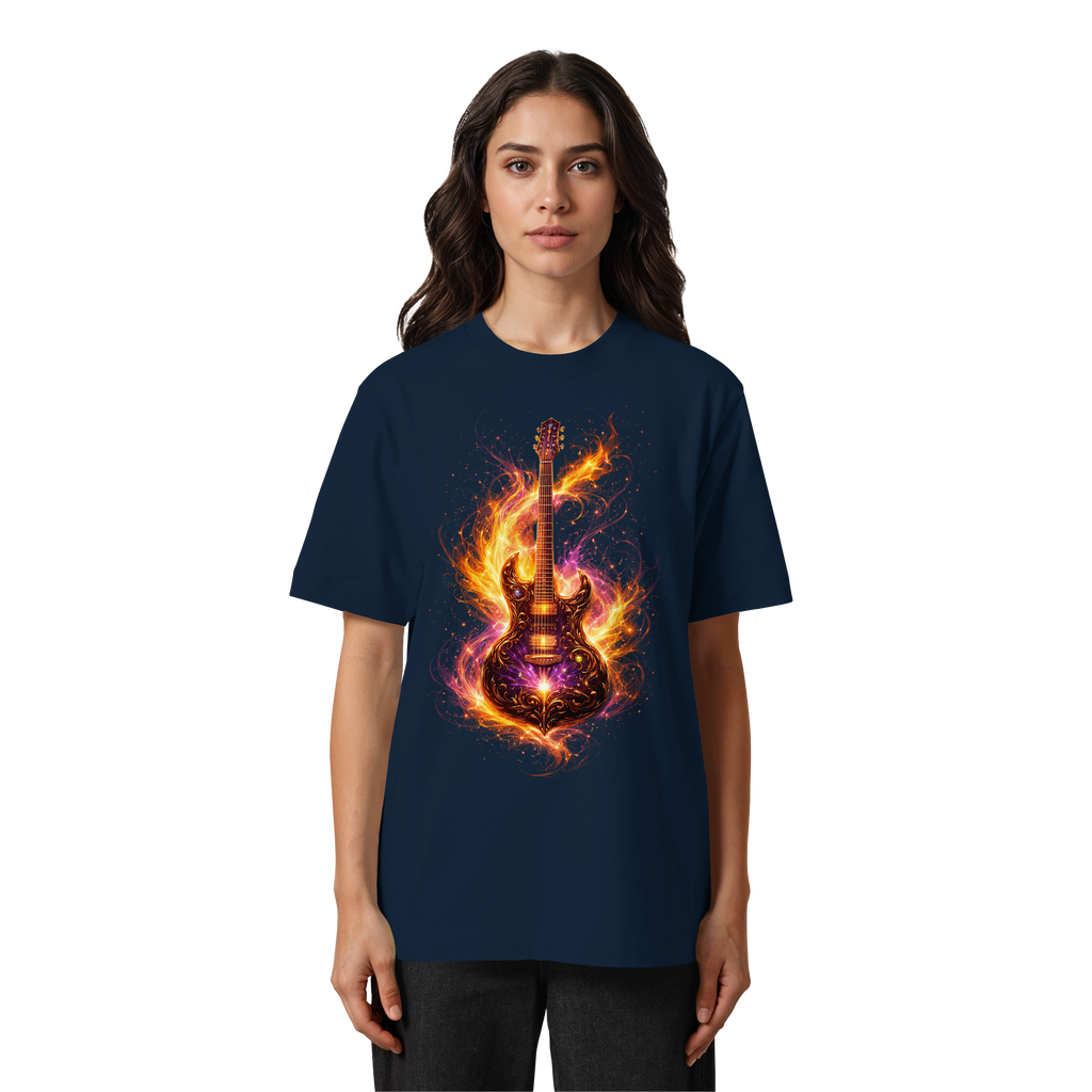 Heavy Oversized Organic Shirt  -  Red Electric Guitar – Luminous Series | Premium Wear -