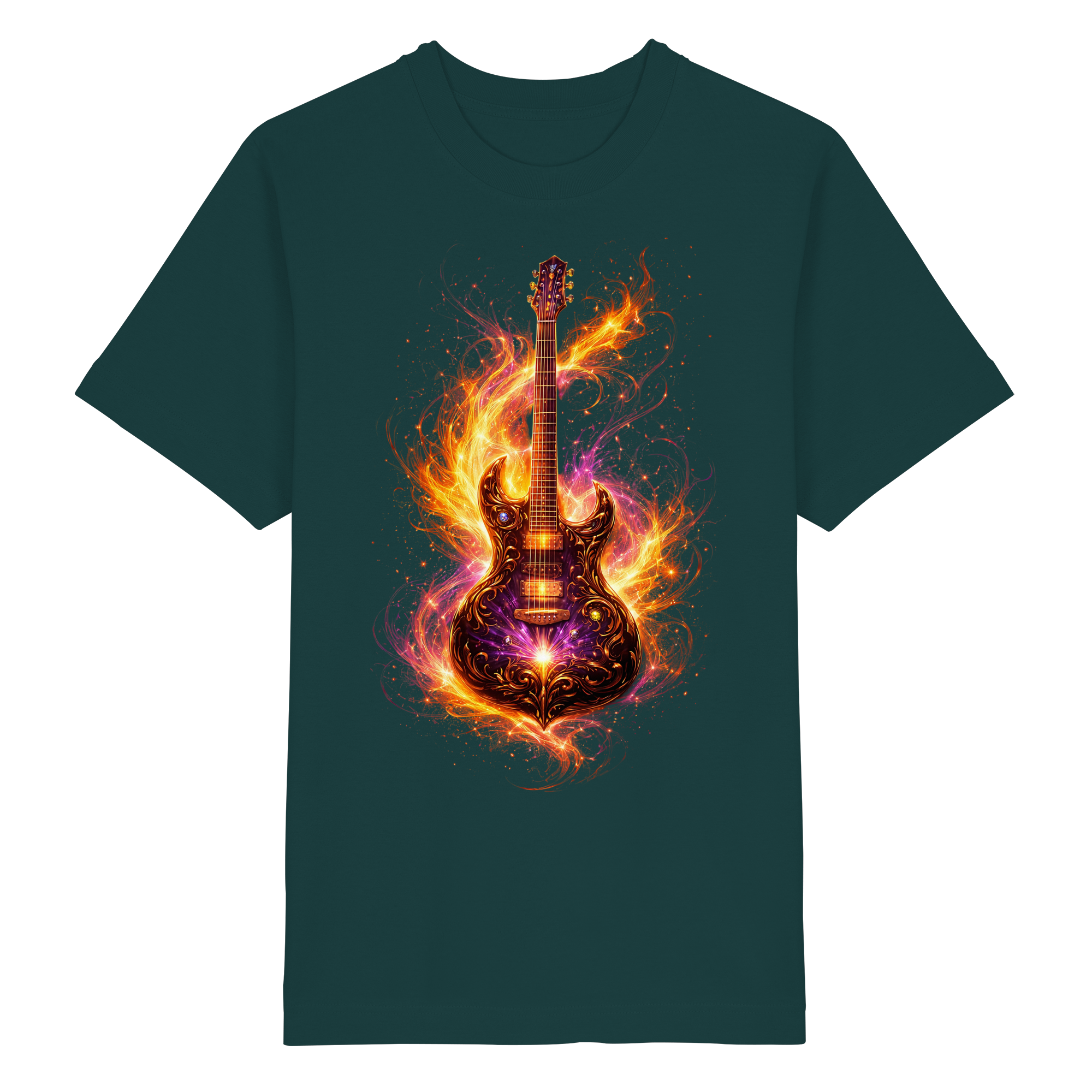 Heavy Oversized Organic Shirt  -  Red Electric Guitar – Luminous Series | Premium Wear -