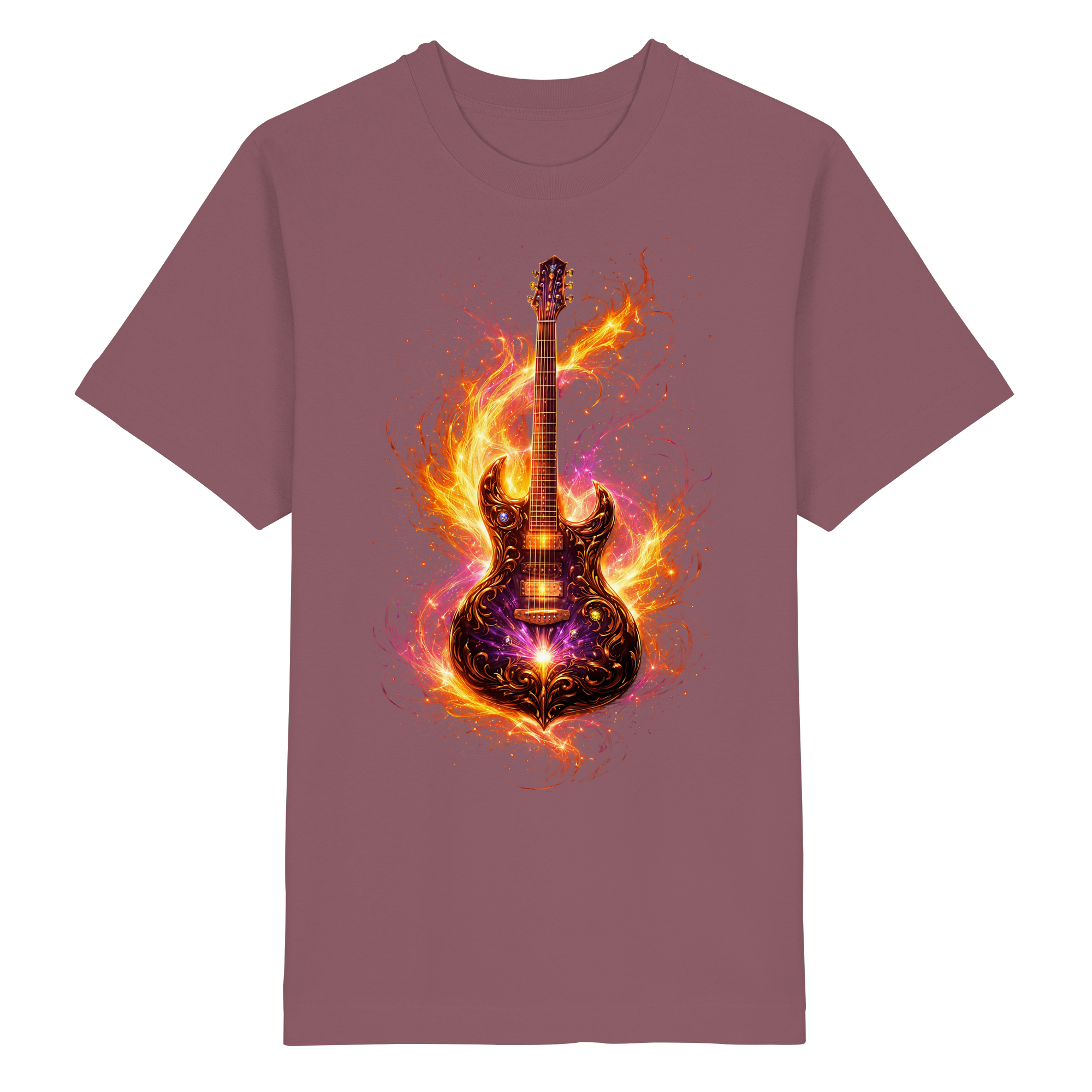 Heavy Oversized Organic Shirt  -  Red Electric Guitar – Luminous Series | Premium Wear -