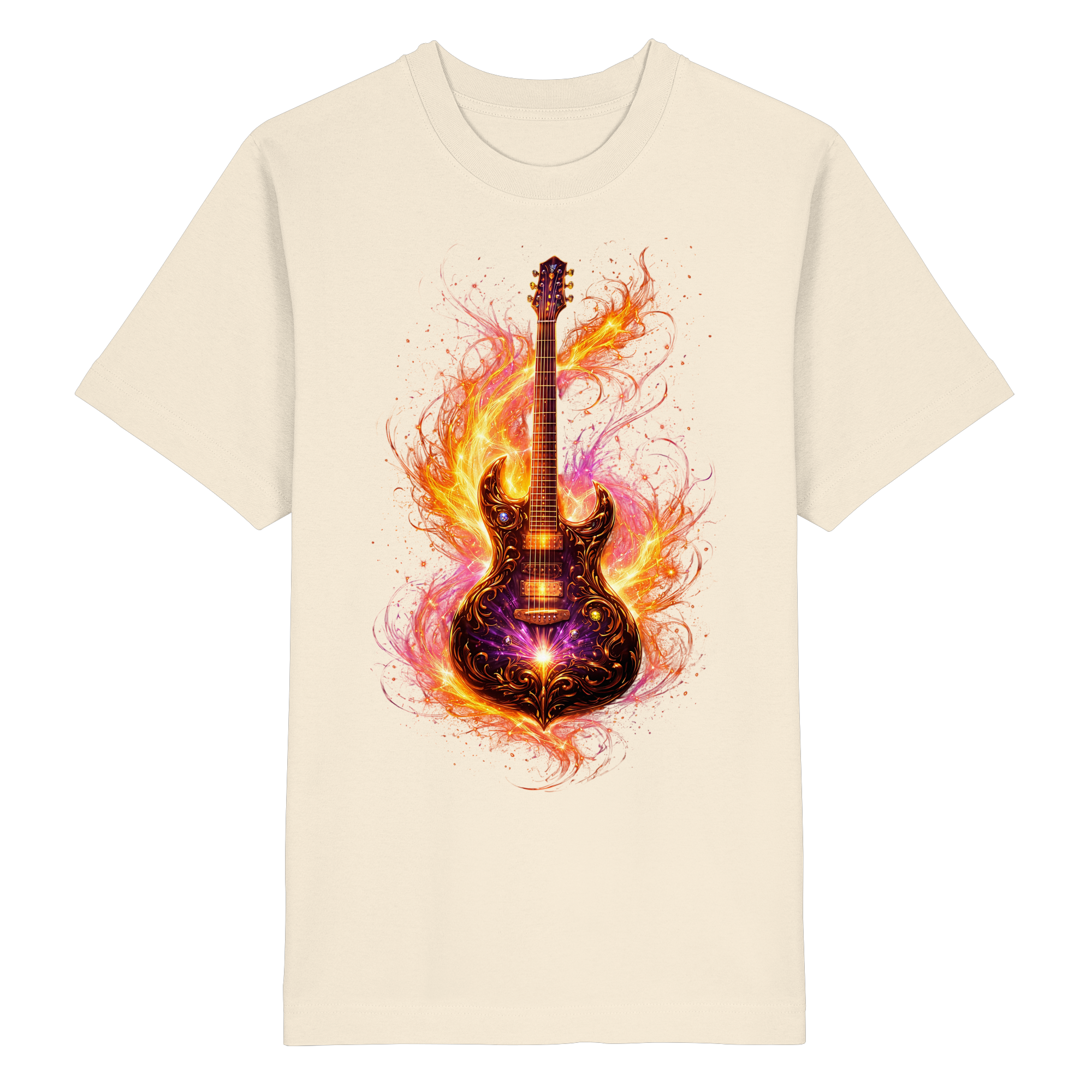 Heavy Oversized Organic Shirt  -  Red Electric Guitar – Luminous Series | Premium Wear -