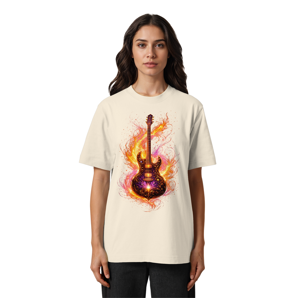 Heavy Oversized Organic Shirt  -  Red Electric Guitar – Luminous Series | Premium Wear -