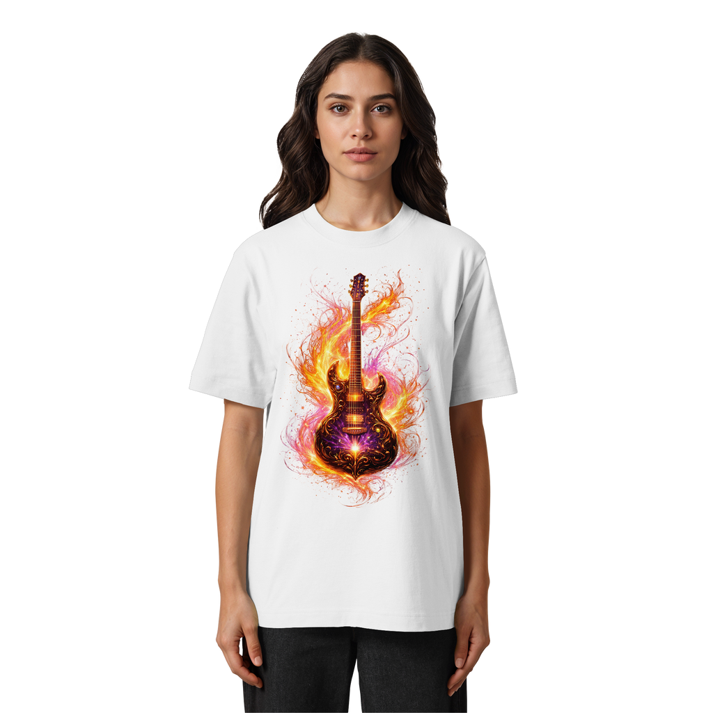 Heavy Oversized Organic Shirt  -  Red Electric Guitar – Luminous Series | Premium Wear -