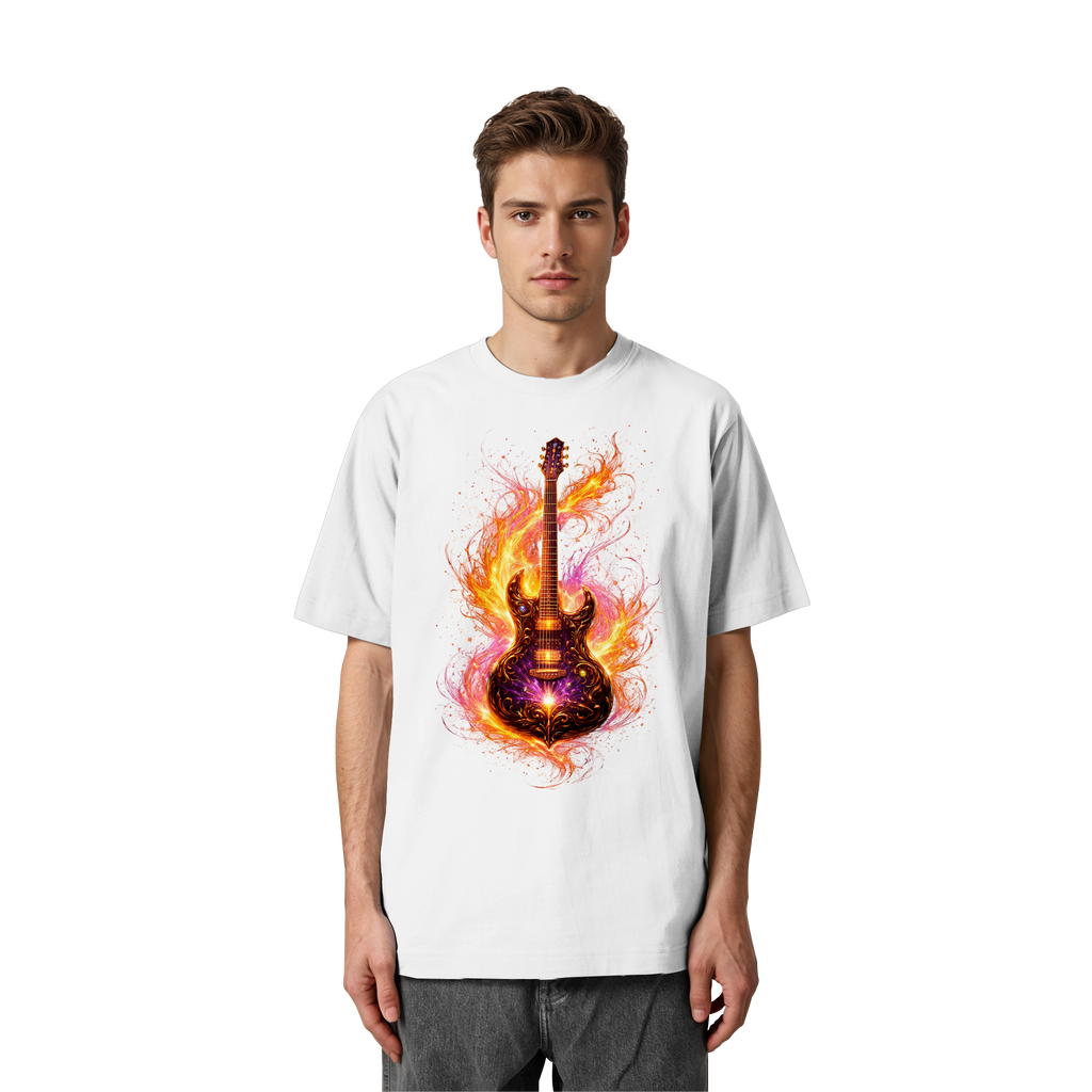 Heavy Oversized Organic Shirt  -  Red Electric Guitar – Luminous Series | Premium Wear -