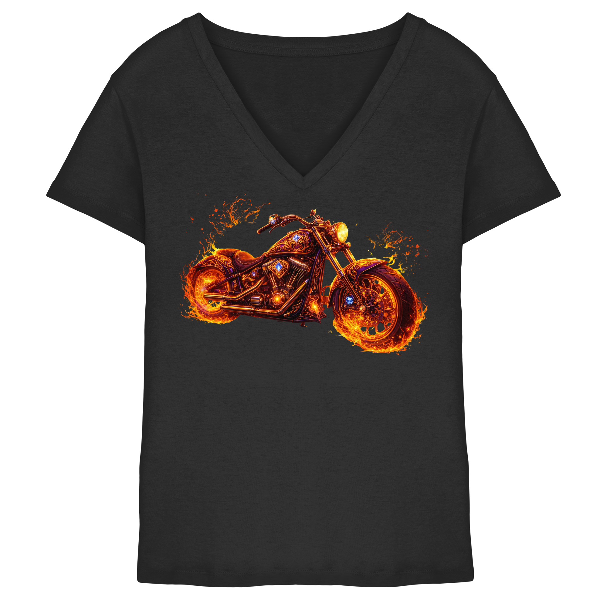 Ladies V-Neck Shirt  -  Purple Flame Rider aus der Luminous Series -