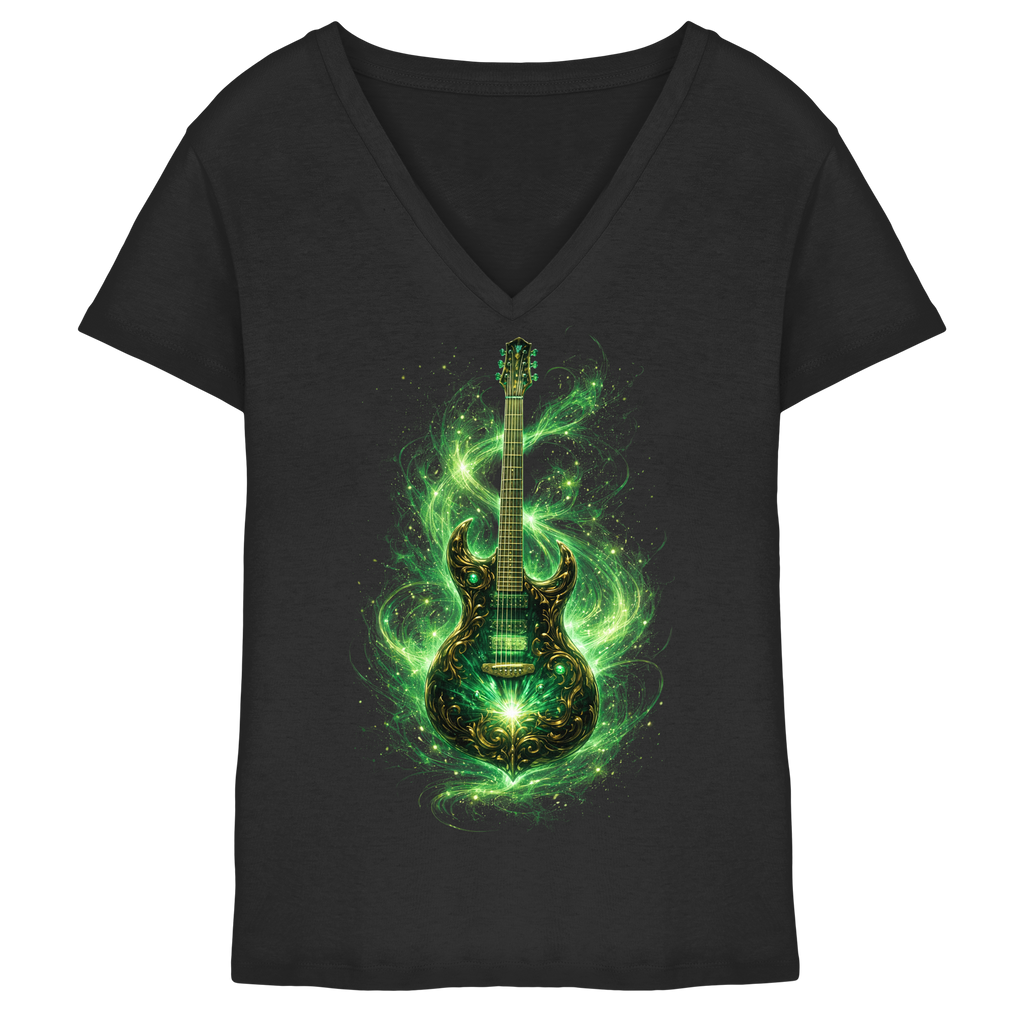 Kollektion: Green Electric Guitar – Luminous Series - Ladies V-Neck Shirt