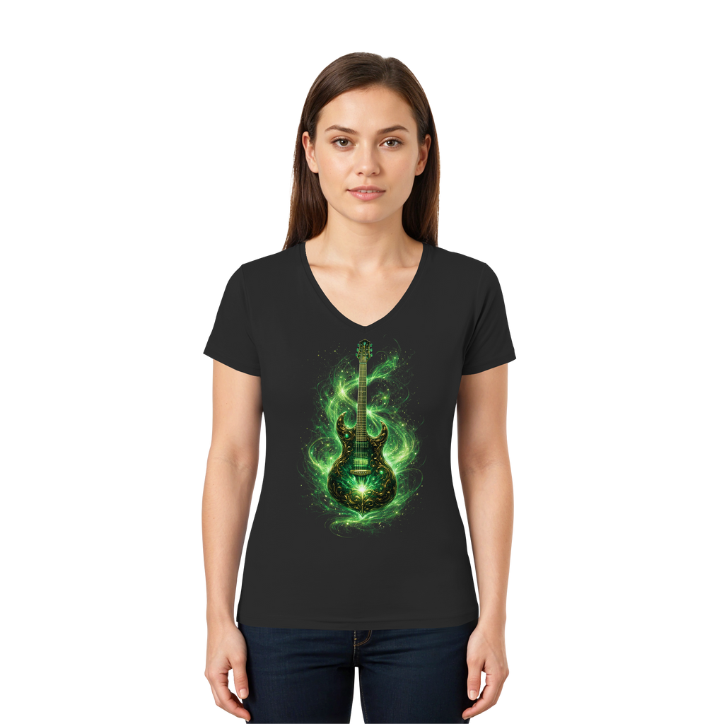 Kollektion: Green Electric Guitar – Luminous Series - Ladies V-Neck Shirt