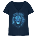 V-Neck T-Shirt „Blue Electric Lion“ - Ladies V-Neck Shirt