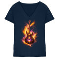 Premium Wear - Ladies V-Neck Shirt  -  Red Electric Guitar – Luminous Series |