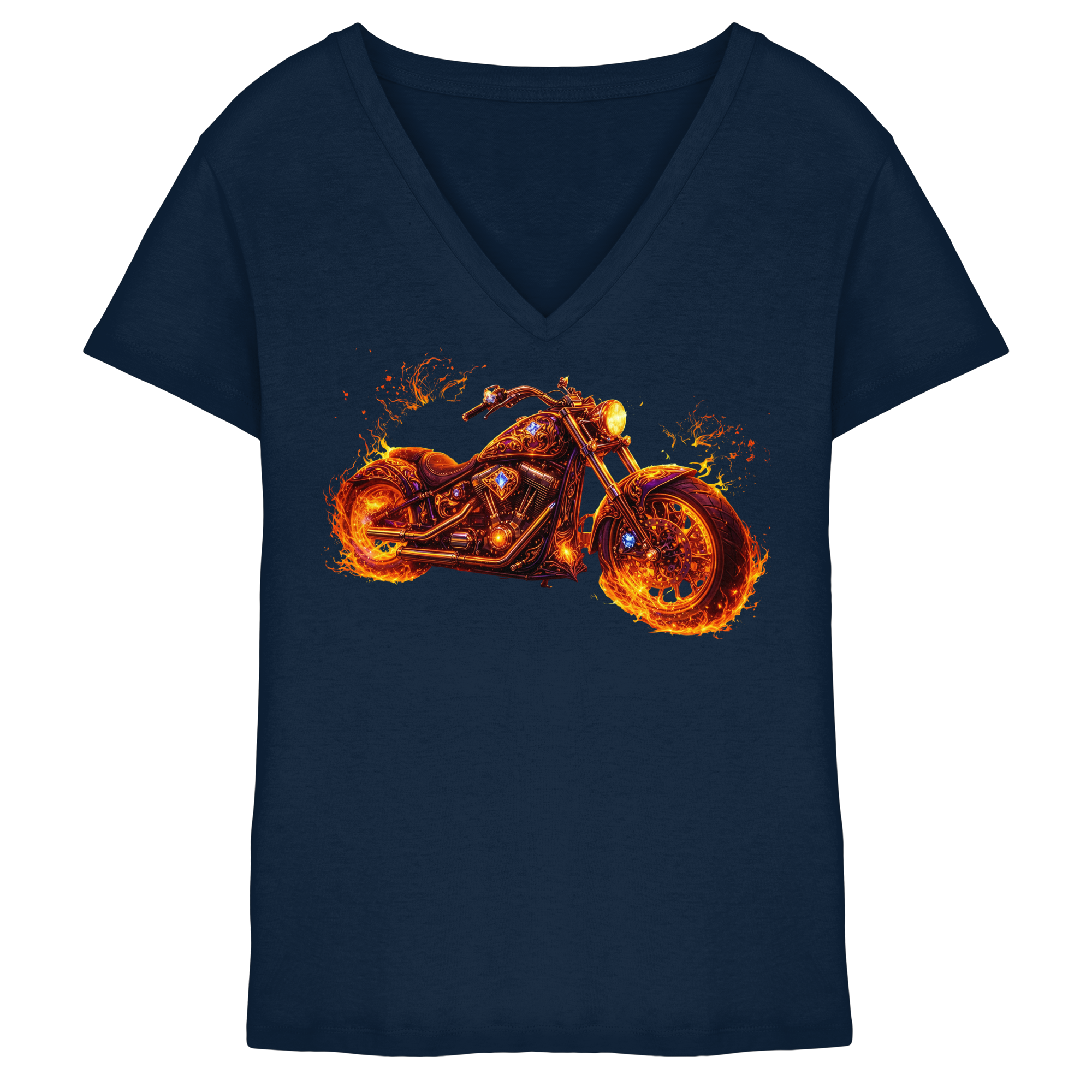 Ladies V-Neck Shirt  -  Purple Flame Rider aus der Luminous Series -