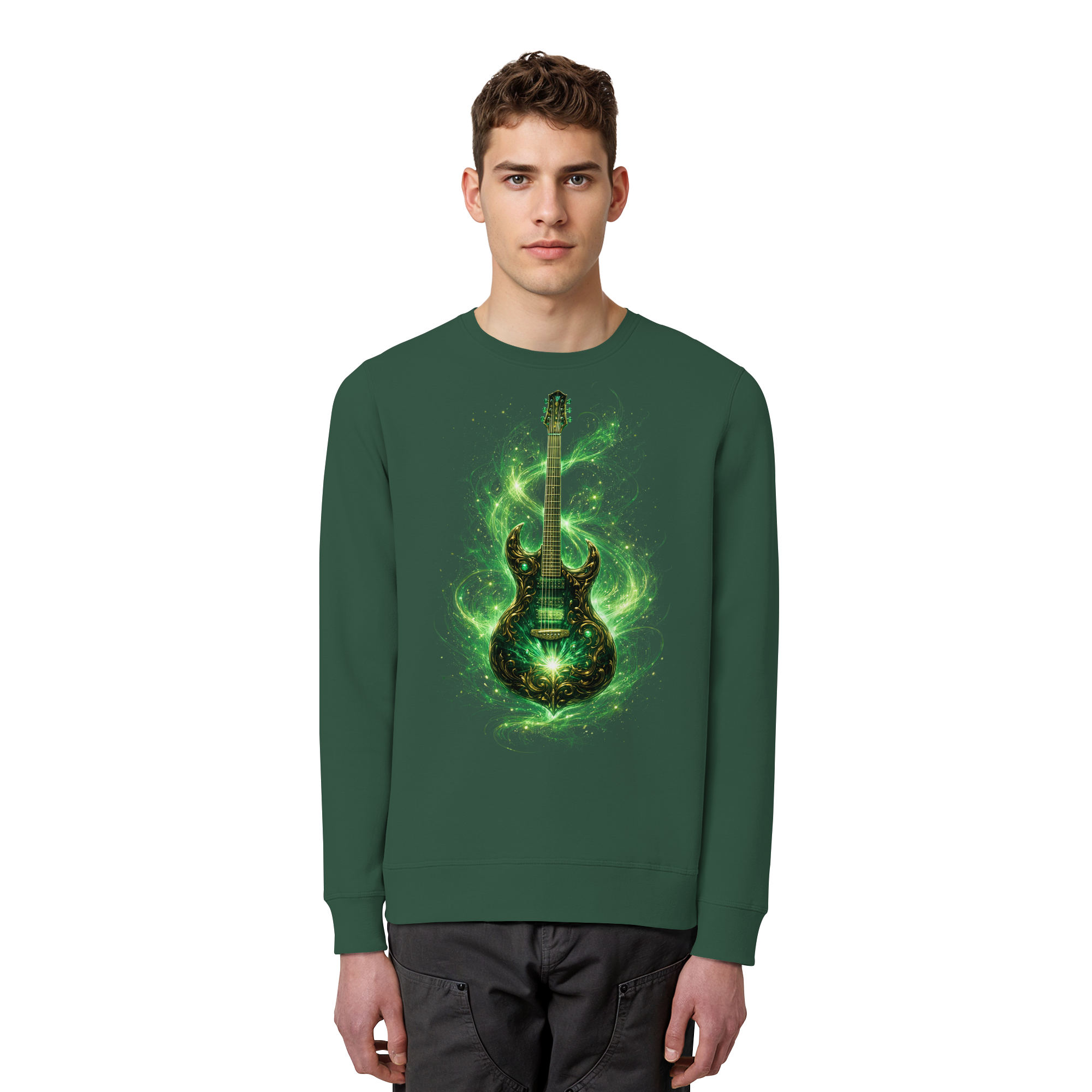 Kollektion: Green Electric Guitar – Luminous Series - Organic Basic Unisex Sweatshirt