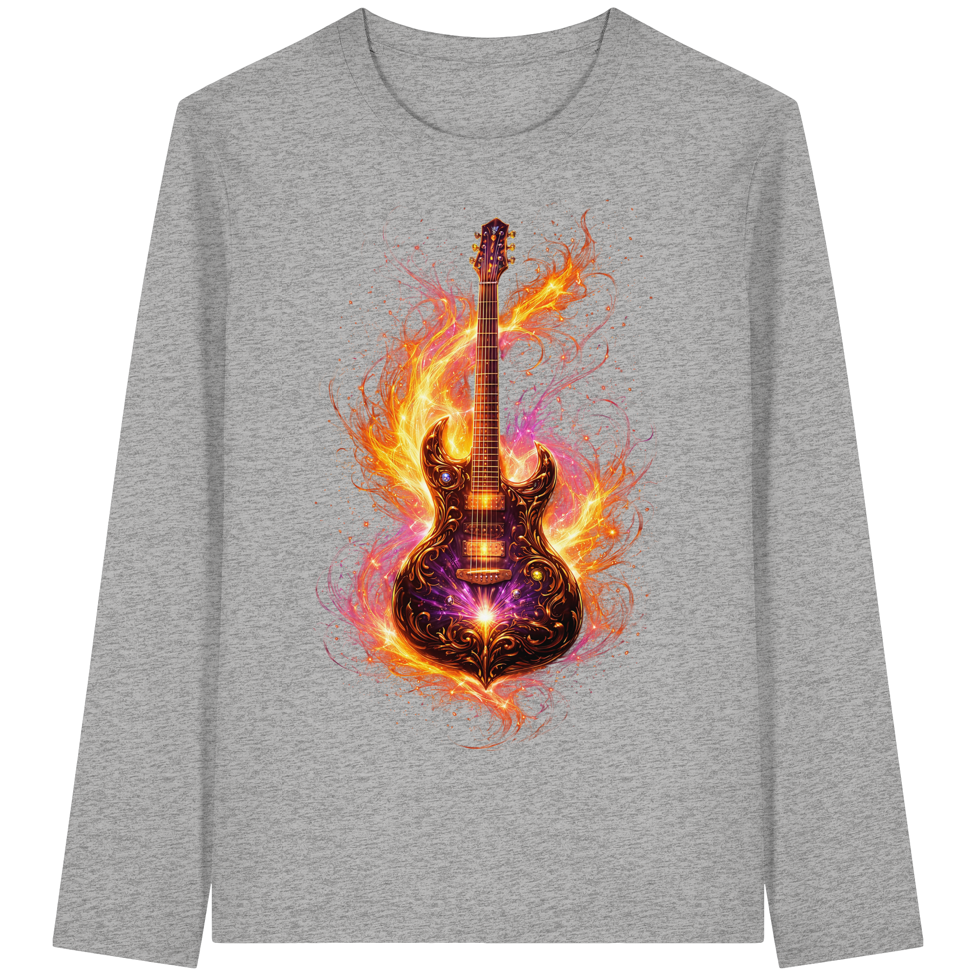 Premium Wear - Organic Longsleeve T-Shirt  -  Red Electric Guitar – Luminous Series |