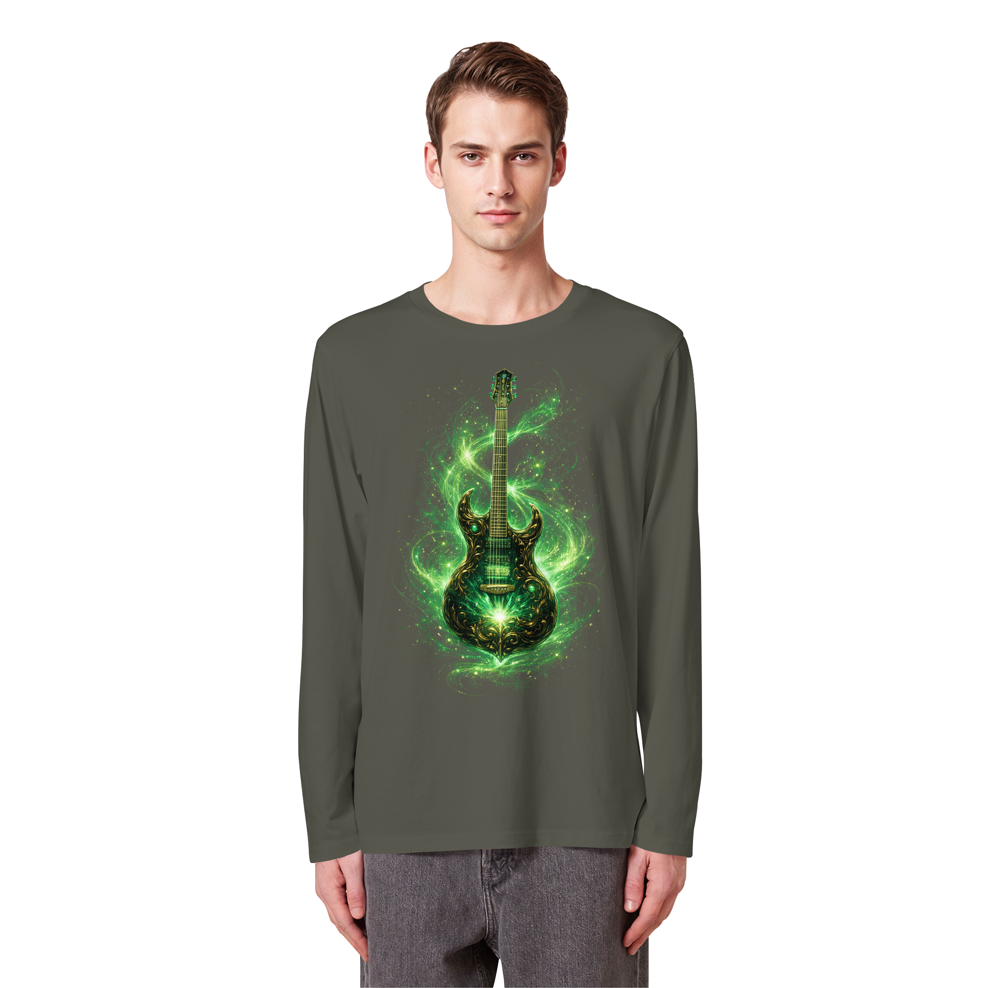 Kollektion: Green Electric Guitar – Luminous Series - Organic Longsleeve T-Shirt
