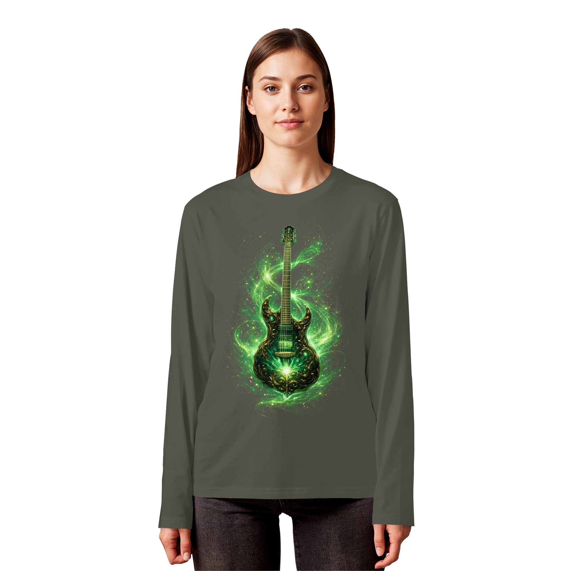 Kollektion: Green Electric Guitar – Luminous Series - Organic Longsleeve T-Shirt
