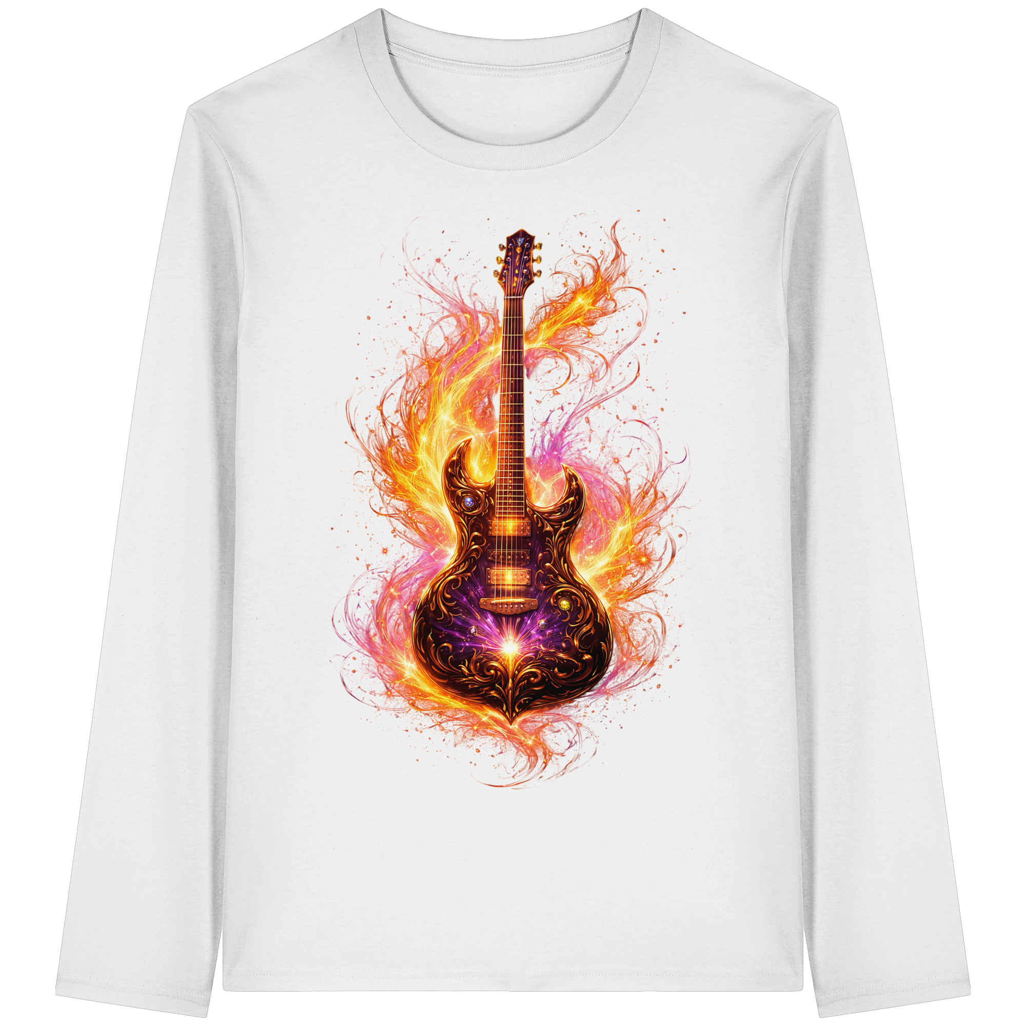 Premium Wear - Organic Longsleeve T-Shirt  -  Red Electric Guitar – Luminous Series |