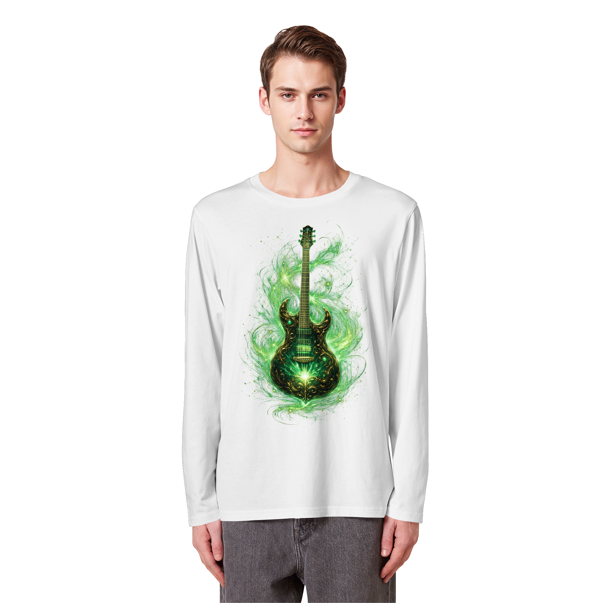 Kollektion: Green Electric Guitar – Luminous Series - Organic Longsleeve T-Shirt