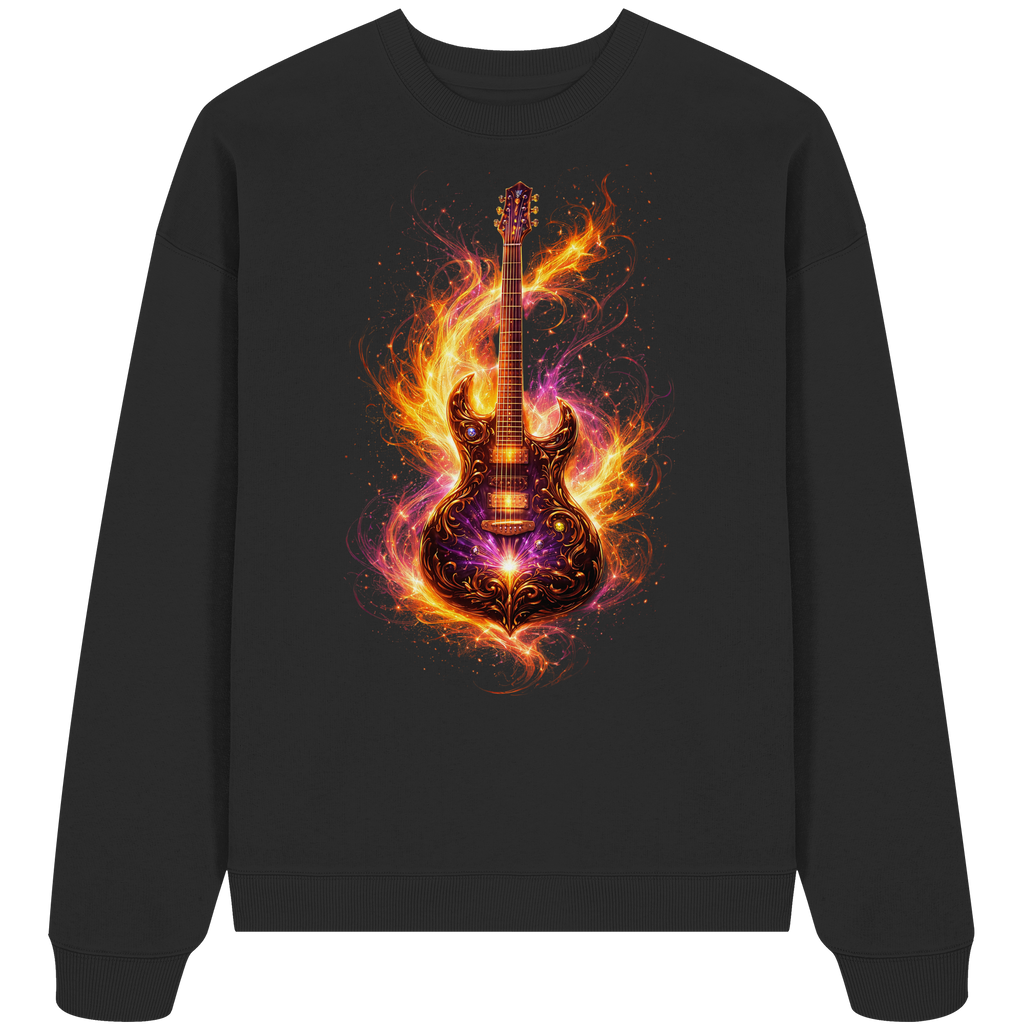Organic Oversize Sweatshirt  -  Red Electric Guitar – Luminous Series | Premium Wear -
