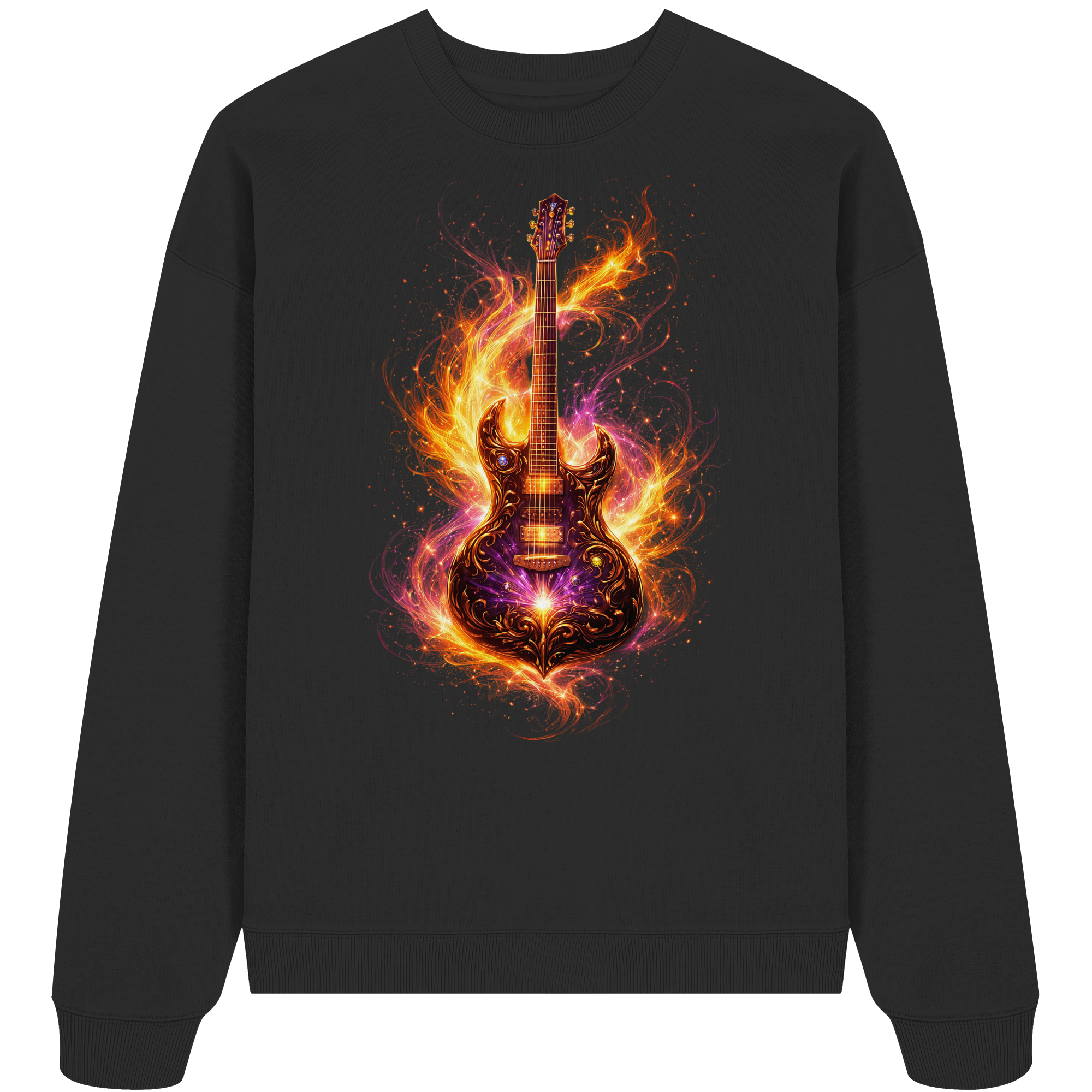 Organic Oversize Sweatshirt  -  Red Electric Guitar – Luminous Series | Premium Wear -
