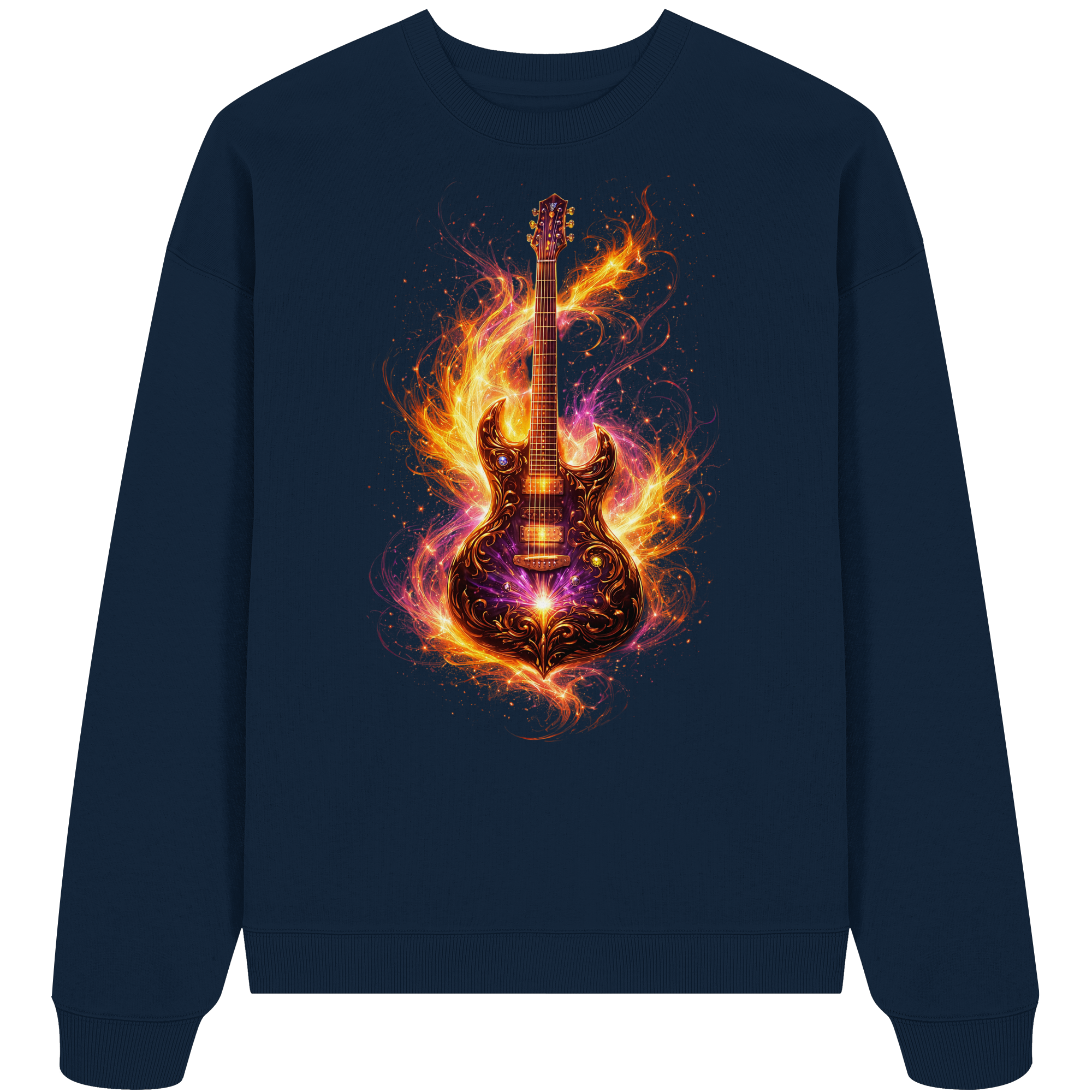 Organic Oversize Sweatshirt  -  Red Electric Guitar – Luminous Series | Premium Wear -