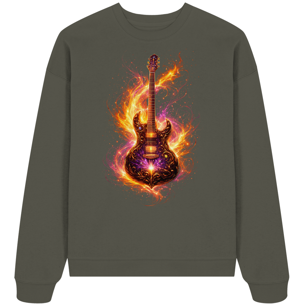 Organic Oversize Sweatshirt  -  Red Electric Guitar – Luminous Series | Premium Wear -
