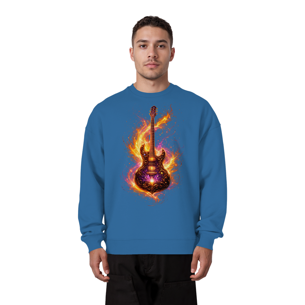 Organic Oversize Sweatshirt  -  Red Electric Guitar – Luminous Series | Premium Wear -
