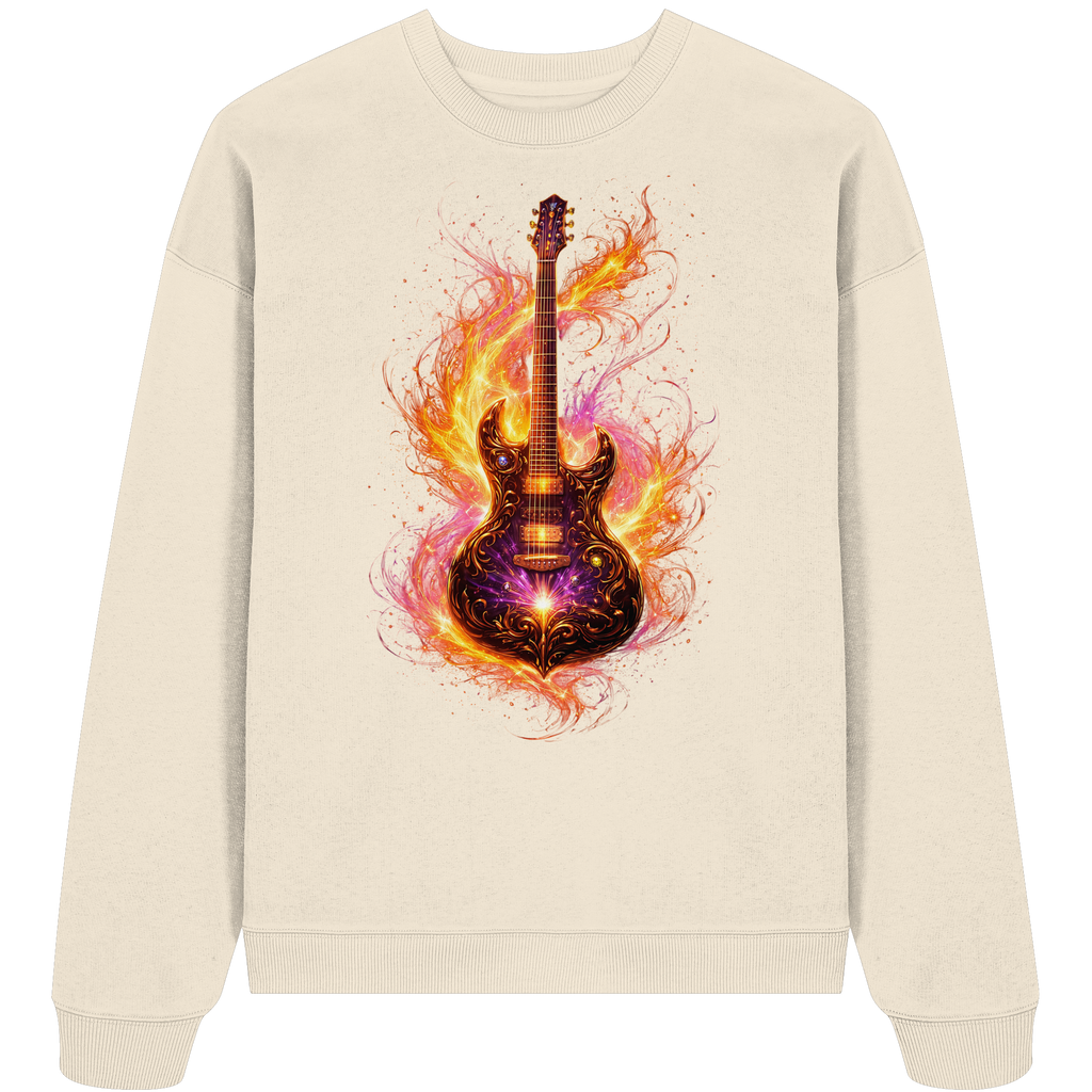 Organic Oversize Sweatshirt  -  Red Electric Guitar – Luminous Series | Premium Wear -