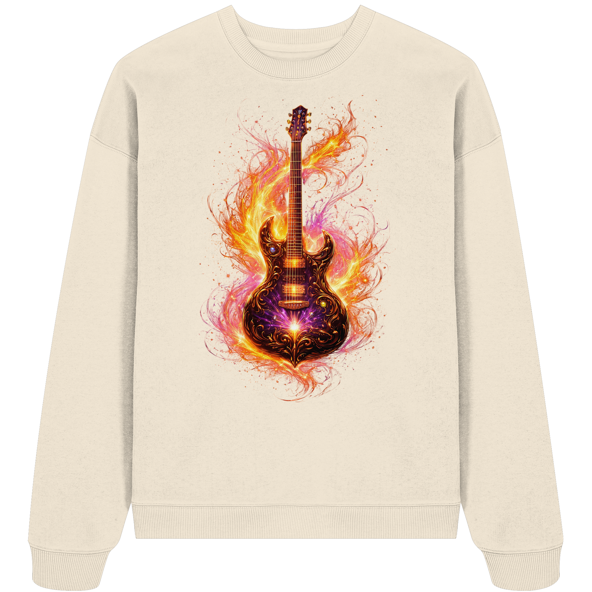 Organic Oversize Sweatshirt  -  Red Electric Guitar – Luminous Series | Premium Wear -
