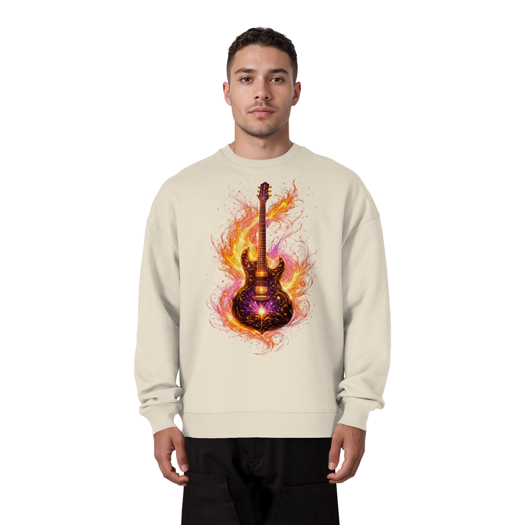 Organic Oversize Sweatshirt  -  Red Electric Guitar – Luminous Series | Premium Wear -
