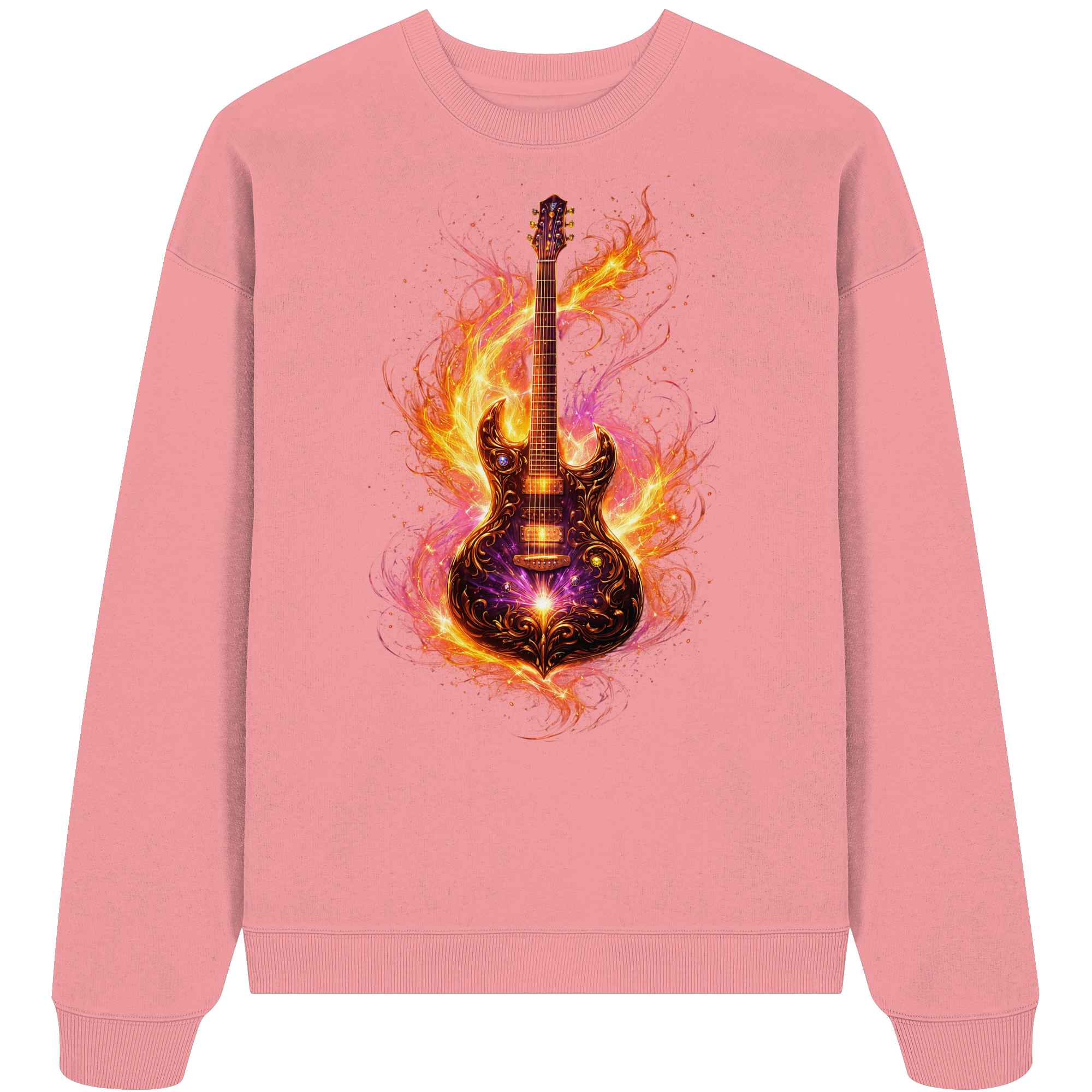 Organic Oversize Sweatshirt  -  Red Electric Guitar – Luminous Series | Premium Wear -