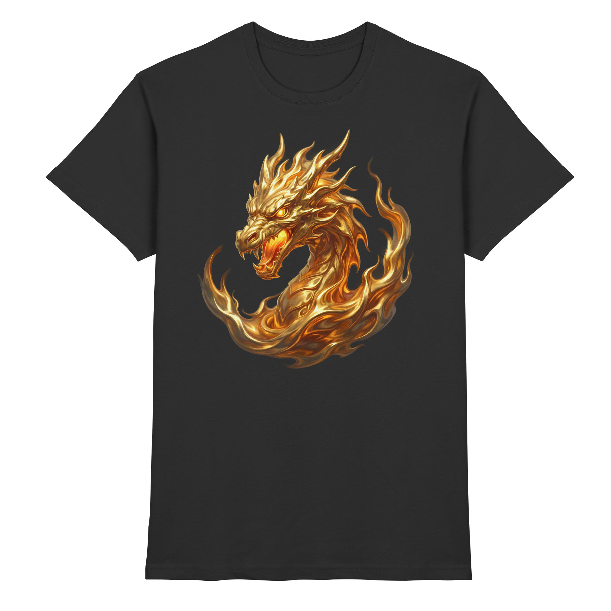 Premium Shirt „Golden Flame Dragon“ Golden Ascendance Edition | Cinematic Horizons