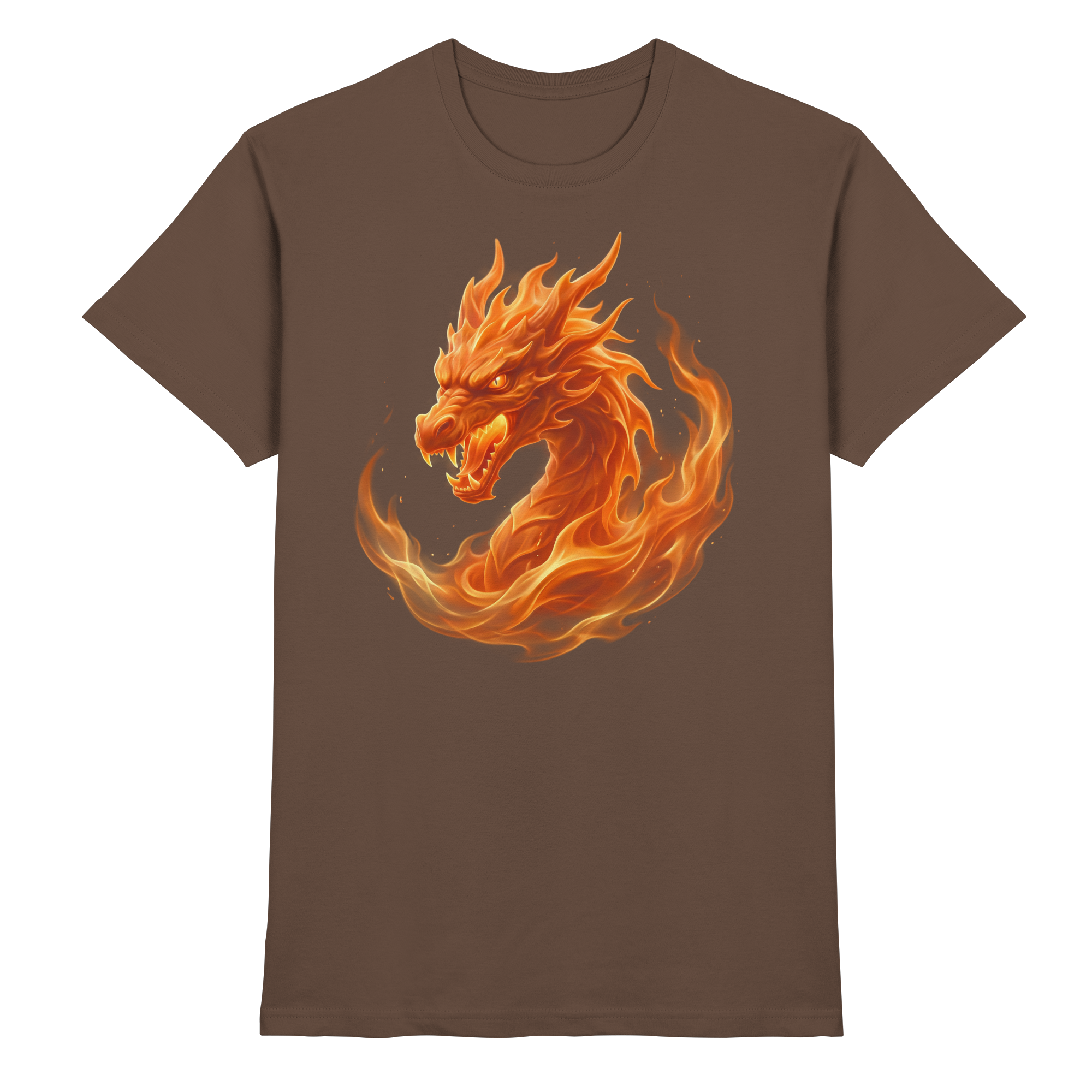 Premium Fantasy Dragon T-Shirt – Flamebound Dragons „Orange Flame Dominion“ – Premium Unisex Shirt - Premium Shirt