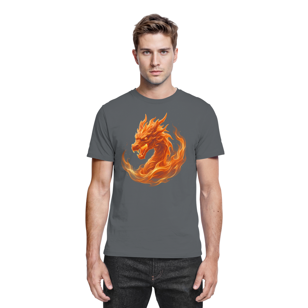 Premium Fantasy Dragon T-Shirt – Flamebound Dragons „Orange Flame Dominion“ – Premium Unisex Shirt - Premium Shirt