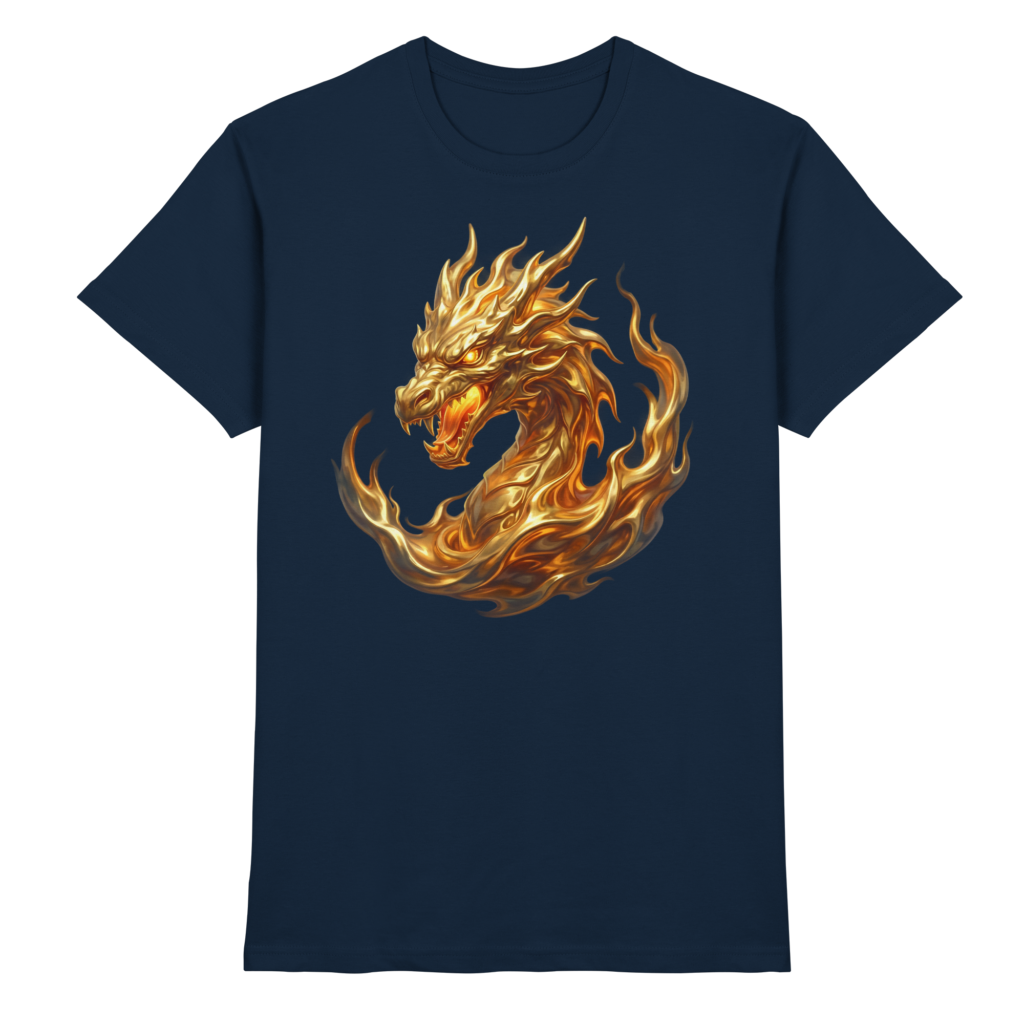 Premium Shirt „Golden Flame Dragon“ Golden Ascendance Edition | Cinematic Horizons