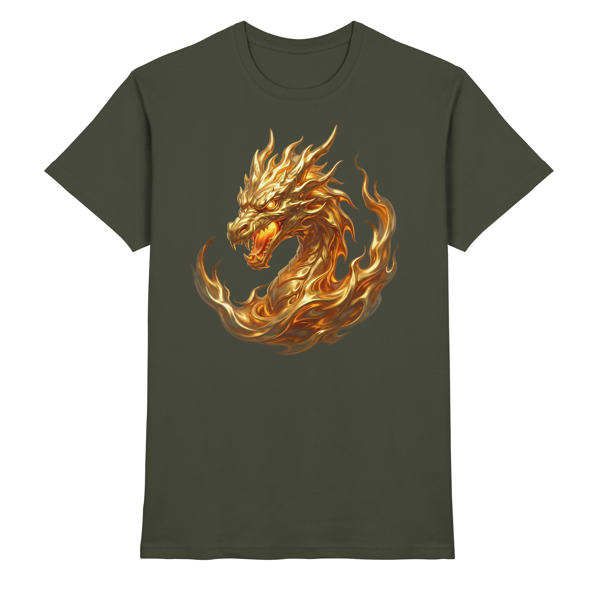 Premium Shirt „Golden Flame Dragon“ Golden Ascendance Edition | Cinematic Horizons
