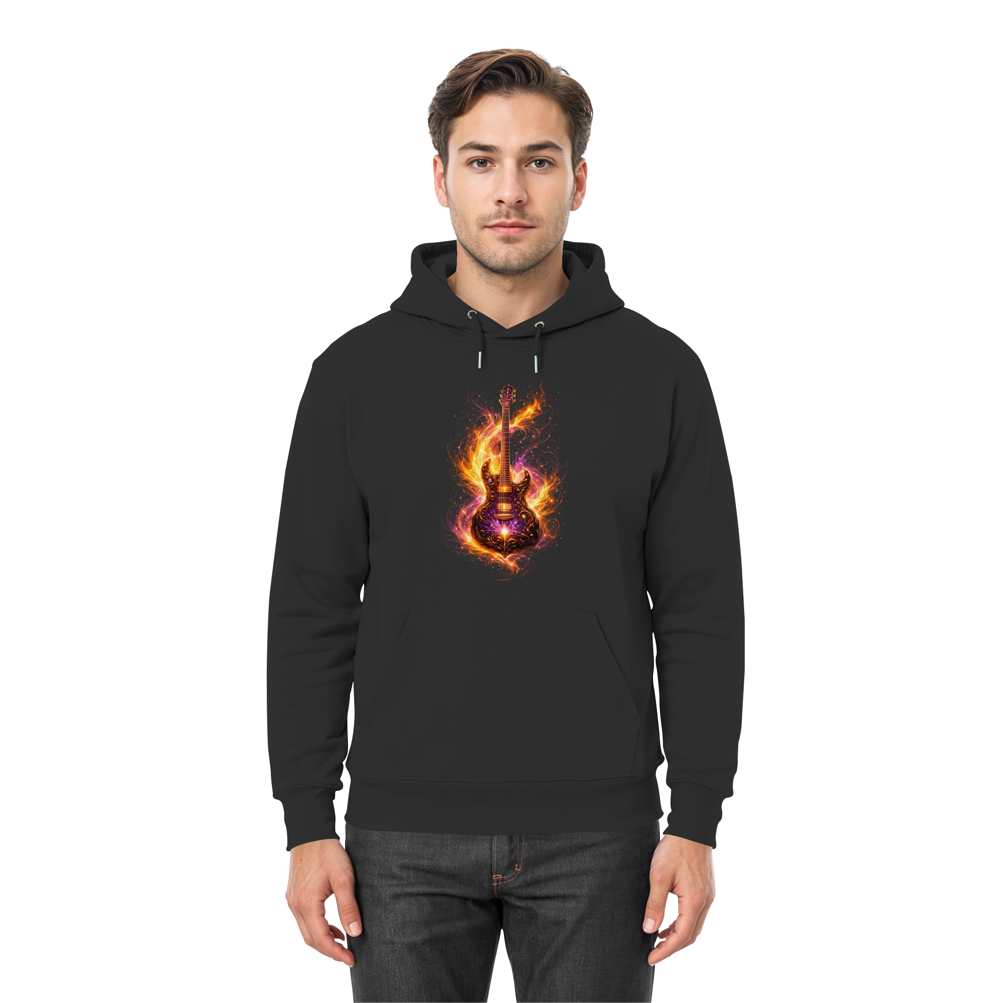 Premium Unisex HoodieRed   -  Electric Guitar – Luminous Series | Premium Wear -