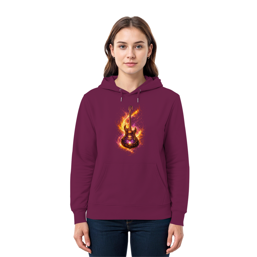 Premium Unisex HoodieRed   -  Electric Guitar – Luminous Series | Premium Wear -